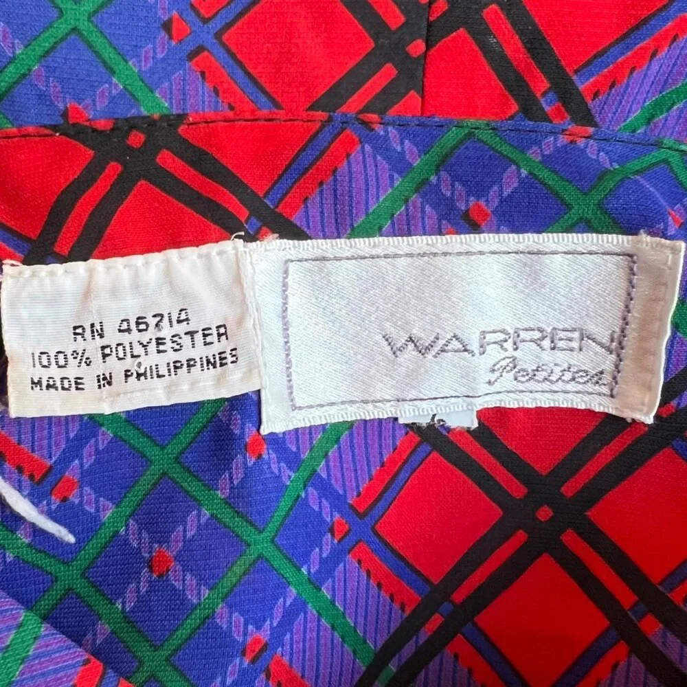 Vintage 80s Plaid Blouson Teacher's Dress - Picture 4 of 4